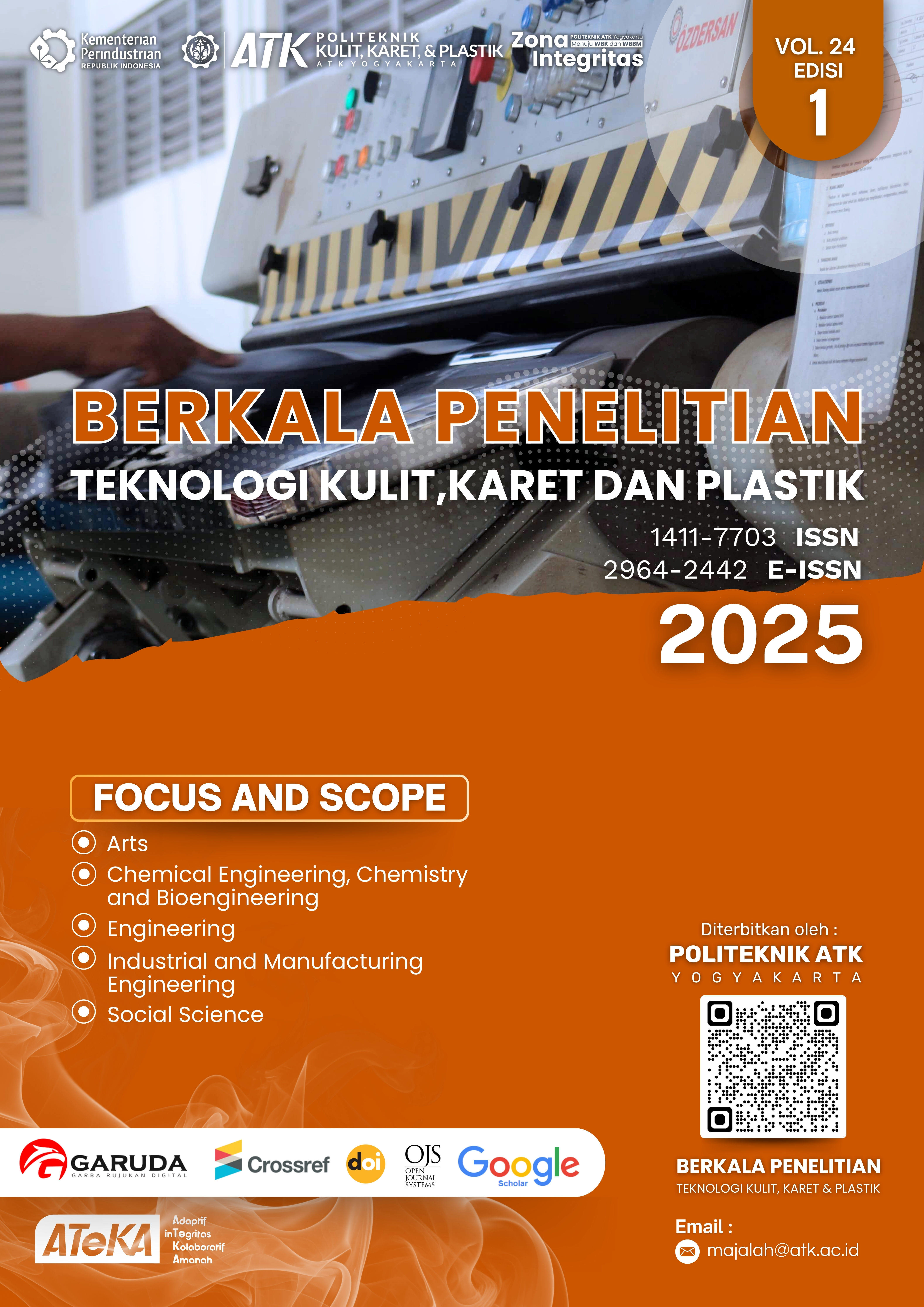 View Vol. 24 No. 1 (2025): Berkala Penelitian Kulit, Sepatu, dan Produk Kulit